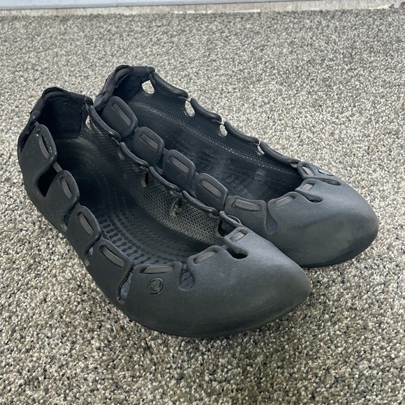 CROCS Shoes - Crocs Springi Flats Womens 8 Black Graphite Ballet Shoes Stretch Slip On Comfort